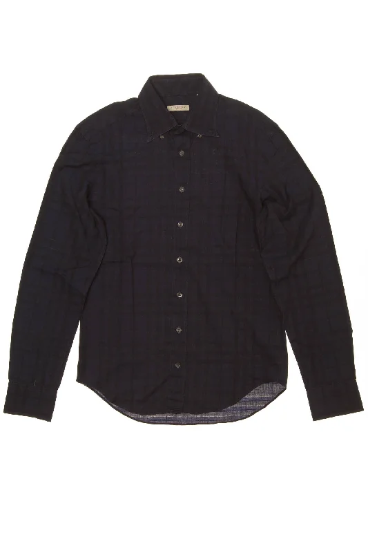 Special Buy Burberry Brit - Dark Blue Checkered Long Sleeve Button Down -  Men's  size S