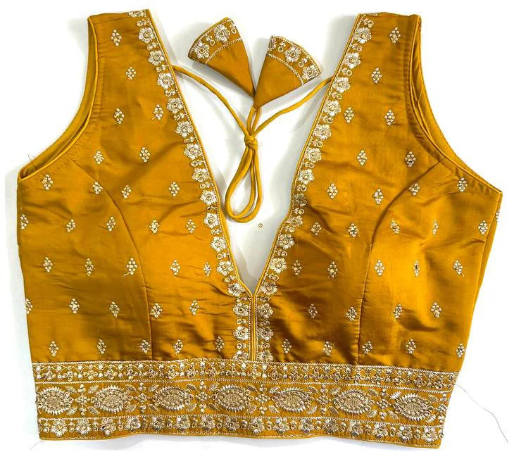 Crazy Deal Women's Mustard Colour Silk Readymade Blouse