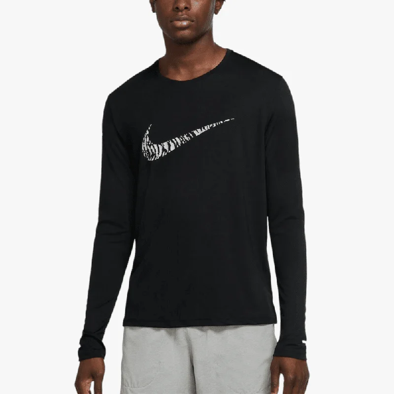 Limited Availability Nike Mens Dri Fit Uv Run Long Sleeve Top Black