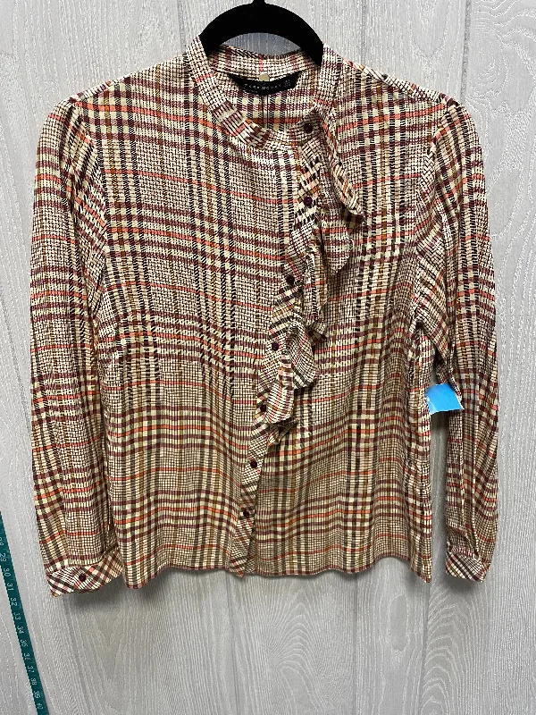 Year-End Deals Top Long Sleeve By Zara Women In Plaid Pattern, Size: S