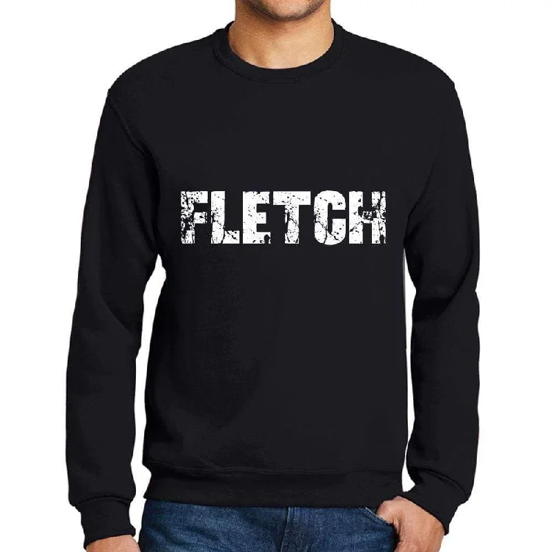 Shop and Save Men's Printed Graphic Sweatshirt Popular Words FLETCH Deep Black