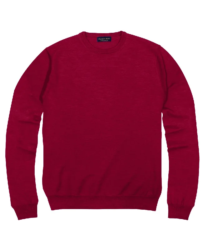 New Markdowns 100% Pure Merino Wool Zegna Baruffa Crewneck Sweater - Red