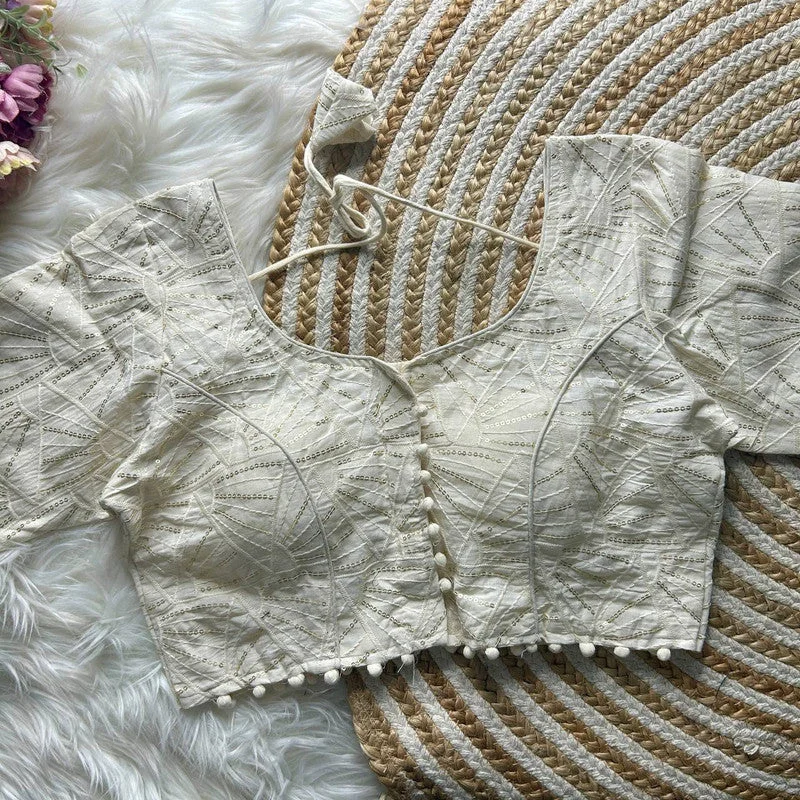 Weekend Bargains to Enjoy Women's White Colour Khadi Cotton Readymade Blouse