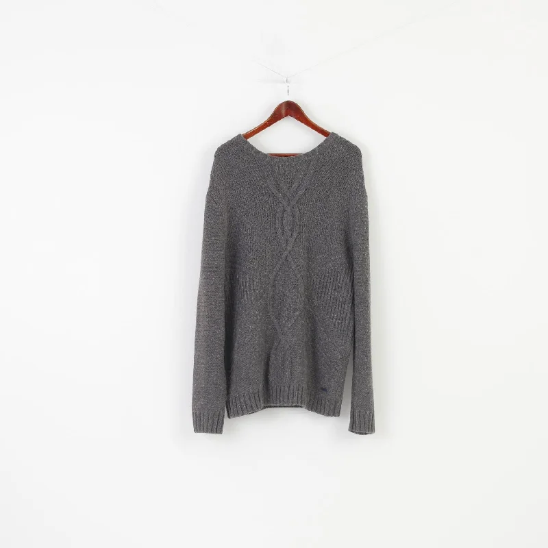 Steals and Deals Gant Woman XL Jumper Grey Long Sleeve Cotton Winter Vintage Crew Neck Classic Top