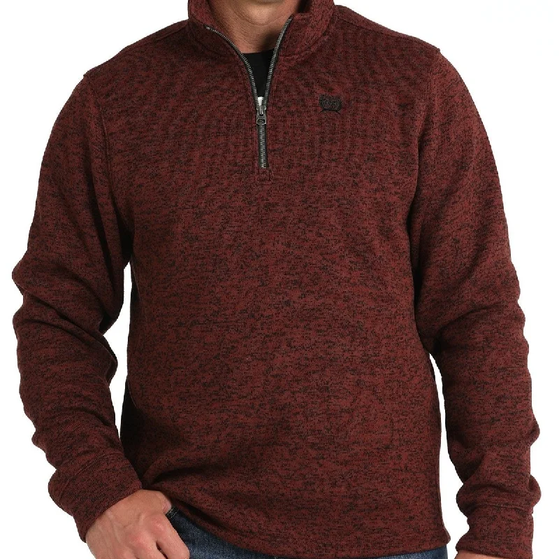 Weekend Specials to Enjoy Cinch Men's Logo Quarter Zip Pullover Sweater in Burgundy