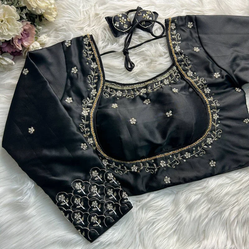 Weekend Bargains Galore Women's Black Colour Soft Silk Readymade Blouse