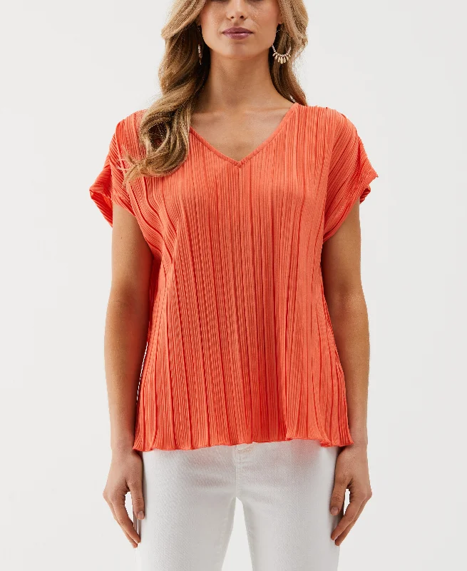 Year-End Sale Petite V-Neck Plisse Top