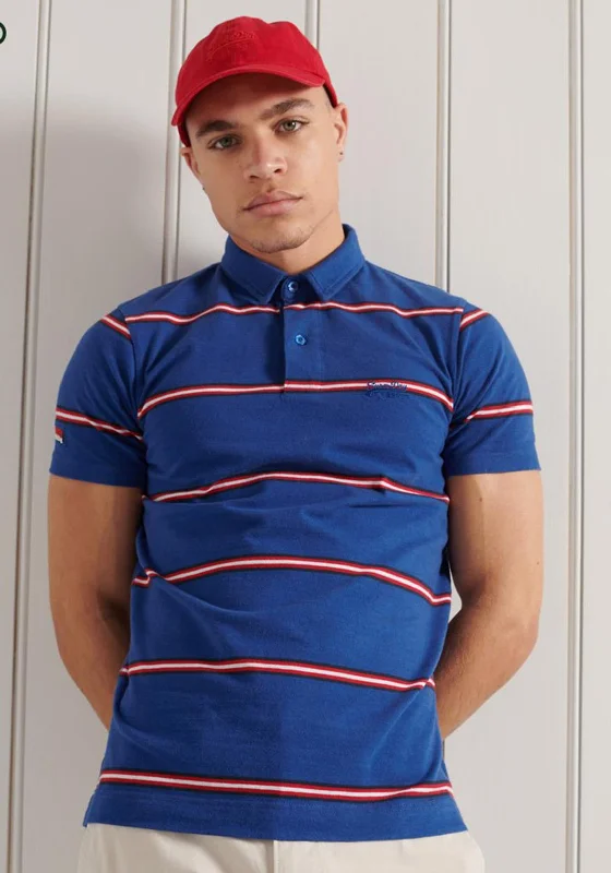 Bonus Offer Superdry Academy Stripe Polo, Blue