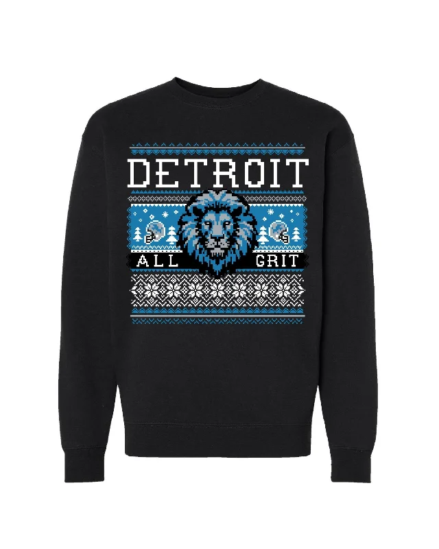 Ink Detroit - All Grit Ugly Christmas Sweatshirt - Black