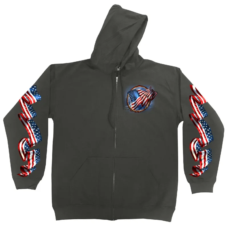 Special Offer Hot Leathers GMZ4532 Men’s Charcoal 'Hoop Eagle Hoodie'