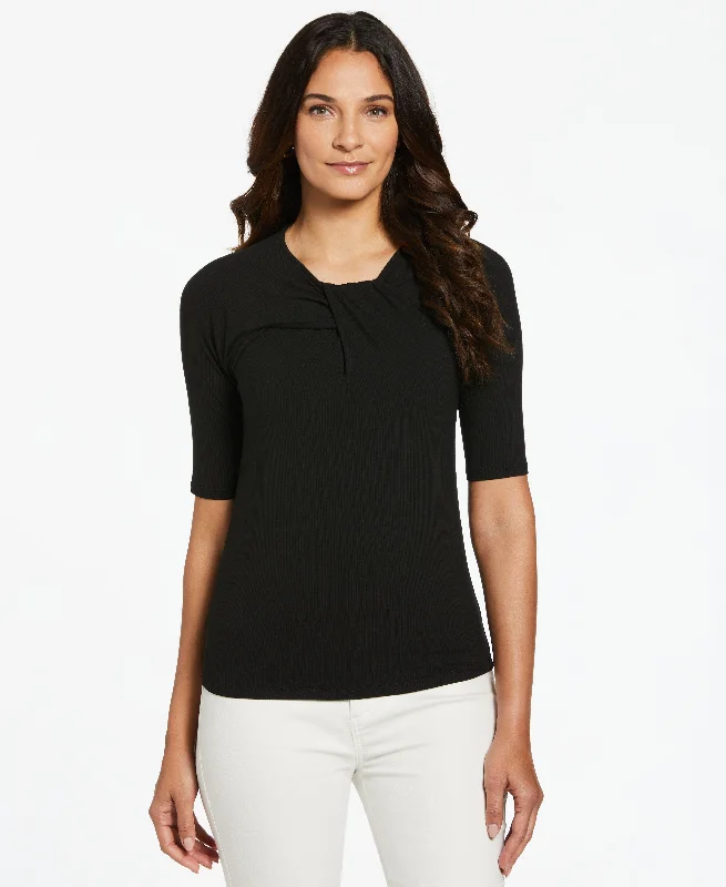Weekend Bargains Just for You Petite Twist Neckline Cut Out Top