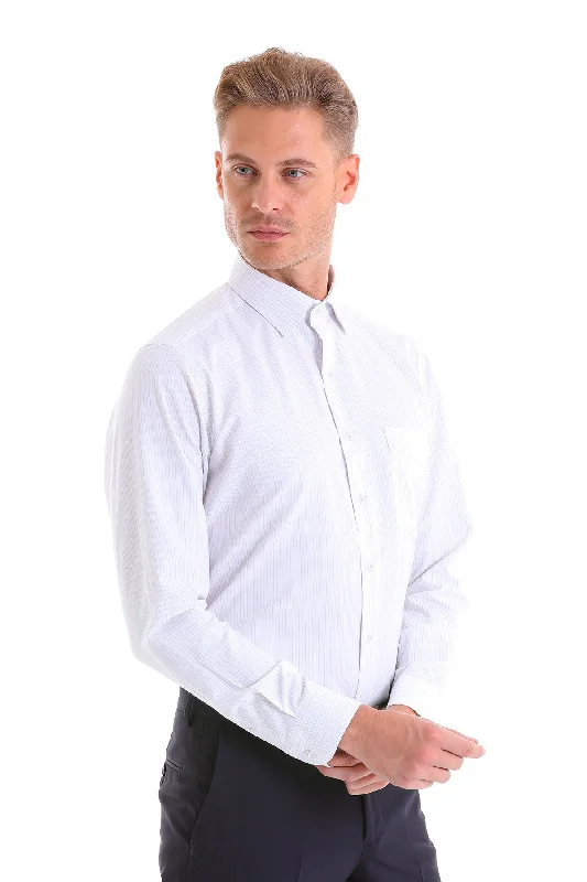 Weekend Deals That Wow Regular Fit Pinstripe Cotton Blend Black Dress Shirt