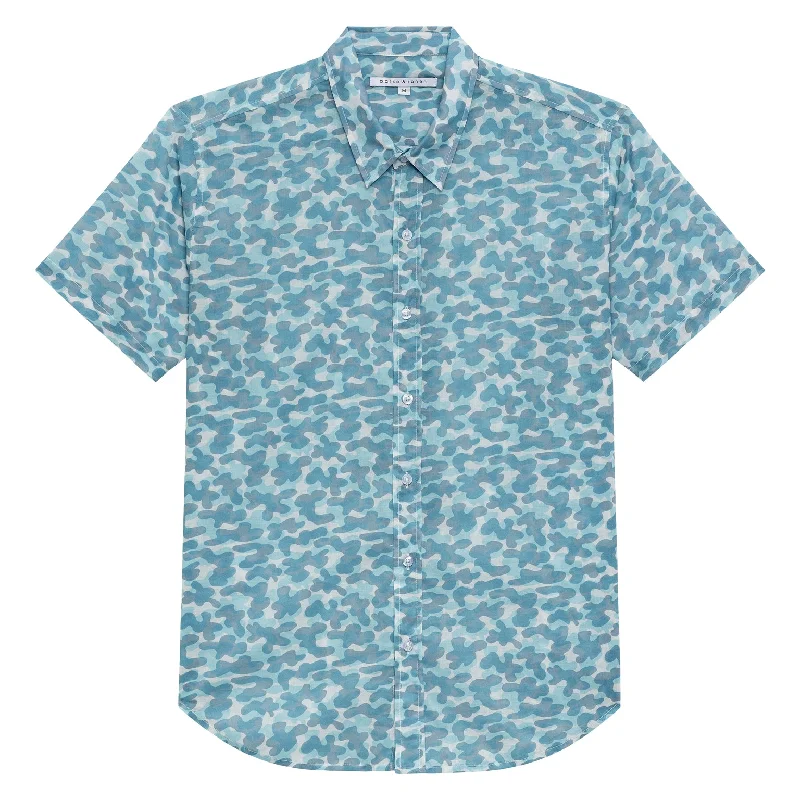 YEAR-End Sale NEW RESORT '25- Cloud Leopard Blue Terrazzo Shirt