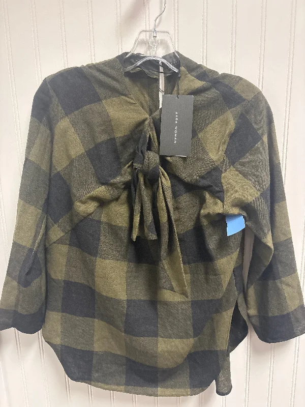 Quick Sale Top Long Sleeve By Zara In Green, Size: Xs