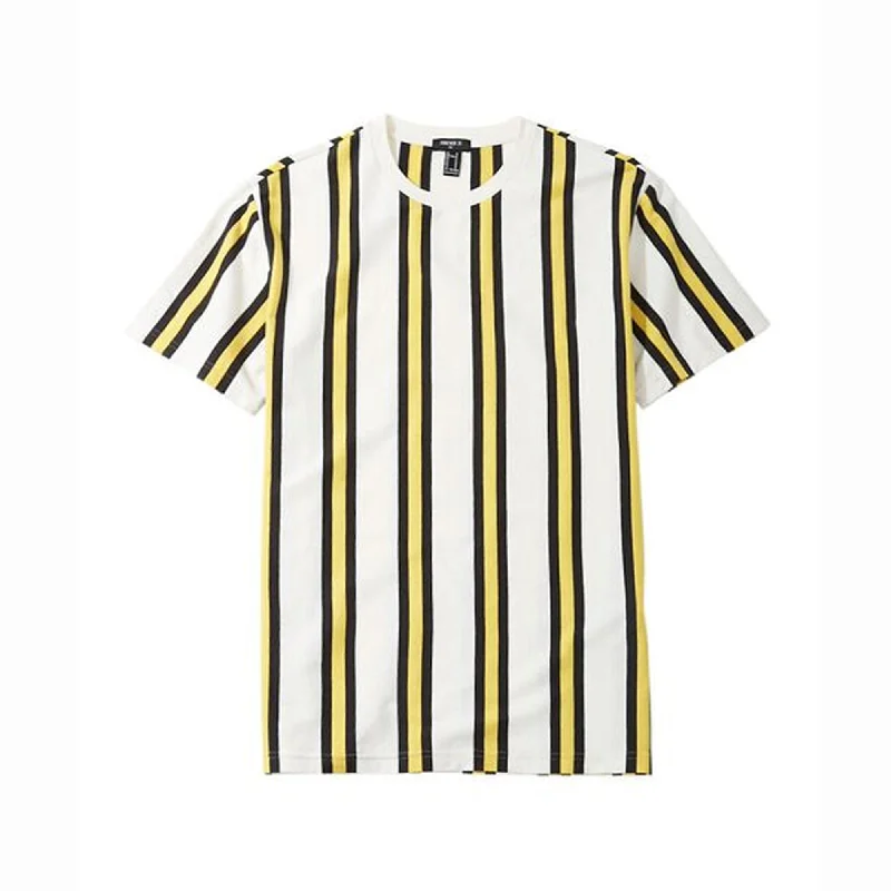 FR - Men 'White' Vertical Stripe Cotton  T-Shirt FR328