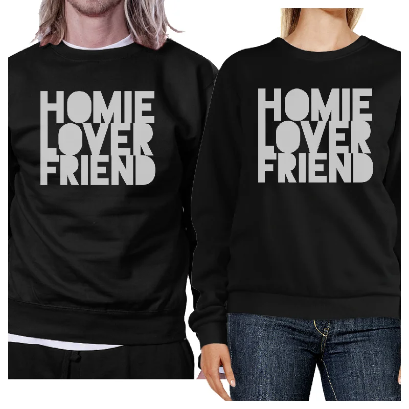 Weekend Discounts to Grab Homie Lover Friend Matching Couple Black Sweatshirts