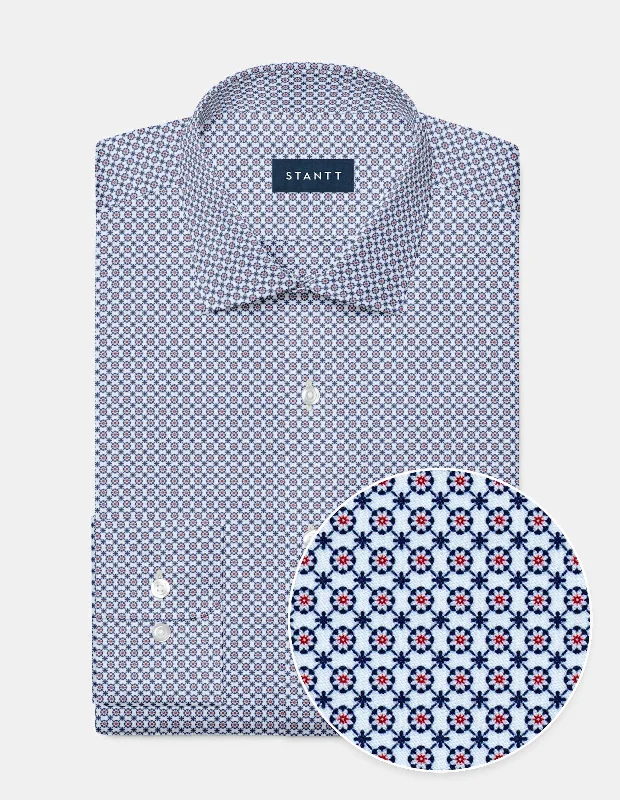 Crimson And Navy Connected Geo Print