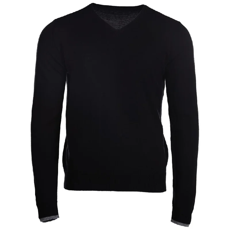 Online Exclusive Mens Merino V Neck Sweater (Black)