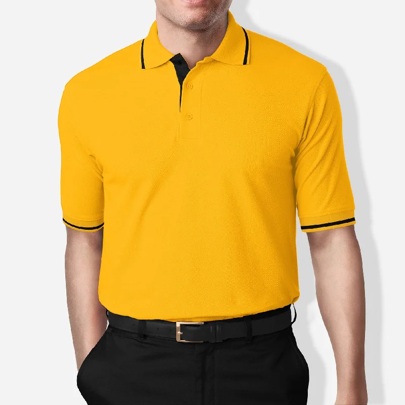 Polo Collar Stripe Tipped T-Shirt Yellow