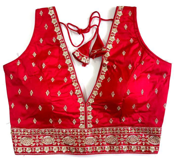 Weekend Deals That Please Women's Red Colour Silk Readymade Blouse