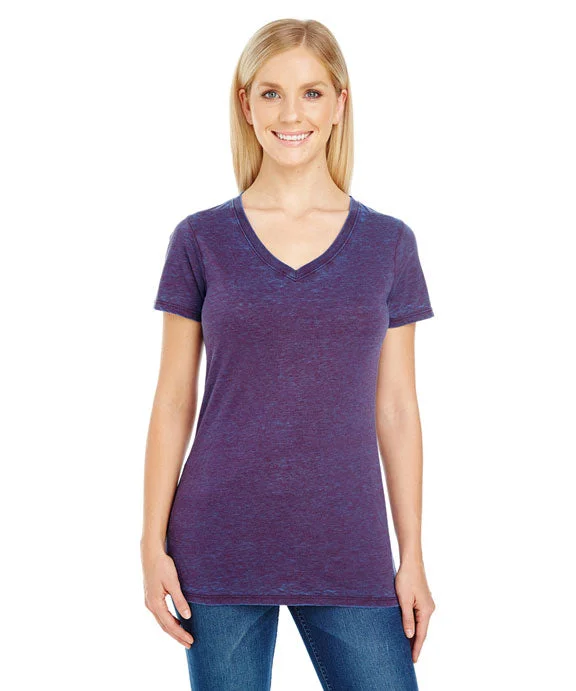Massive Savings 215B - Threadfast Apparel Ladies Cross Dye Short Sleeve V-Neck T-Shirt