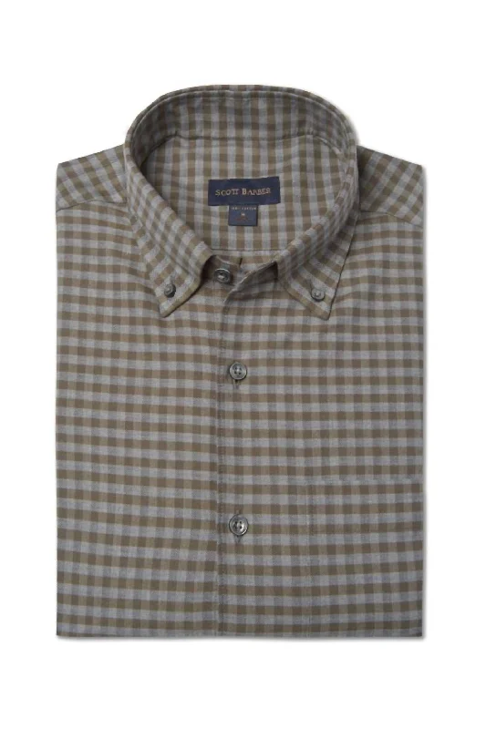 30's Melange Herringbone Gingham In Olive