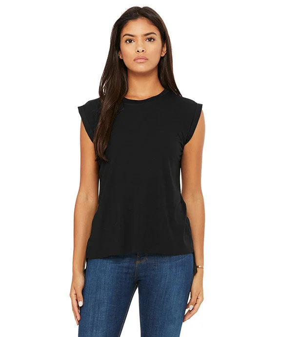 The Best Prices 8804 - Bella + Canvas Ladies Flowy Muscle T-Shirt with Rolled Cuff