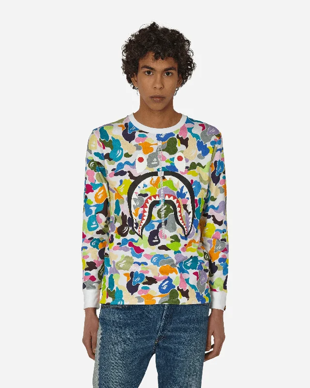 Special Buy Multi Camo Shark Wide Longsleeve T-Shirt White