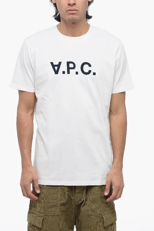 A.P.C. Crew Neck Cotton T-Shirt with Flocked Logo