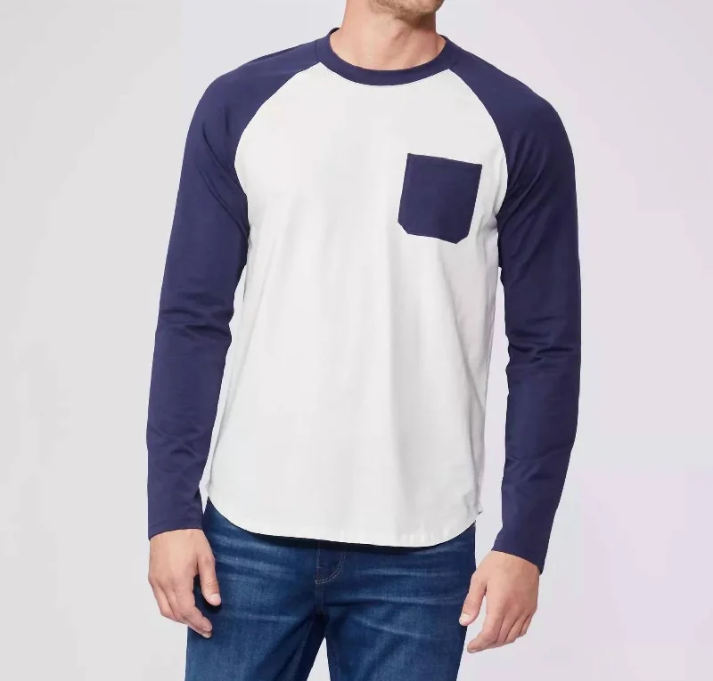 Abe Baseball Tee In Indigo Evening/fresh White