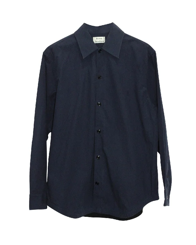 Limited Edition Acne Studios Button Down Shirt in Navy Blue Cotton