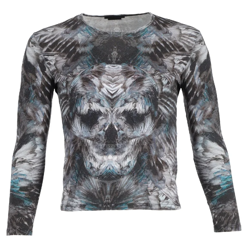 Alexander McQueen Skull Printed Long Sleeve T-Shirt in Multicolor Cotton