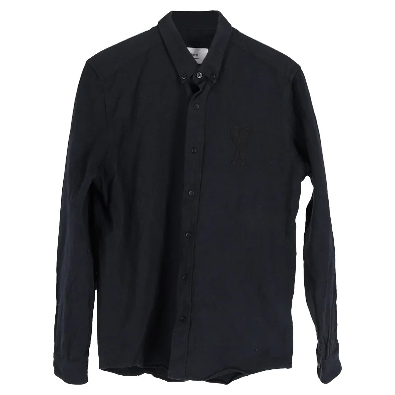 Price Rollback Ami De Coeur Big Logo-Embroidered Lone Sleeve Shirt in Black Cotton