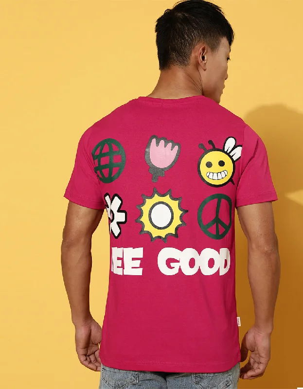 Bargain Alert Be Good Regular Fit Viva Magenta Graphic Back Printed Tshirt