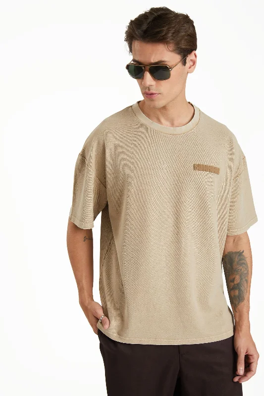Special Offer Beige Heavyweight Pique Oversized T-shirt