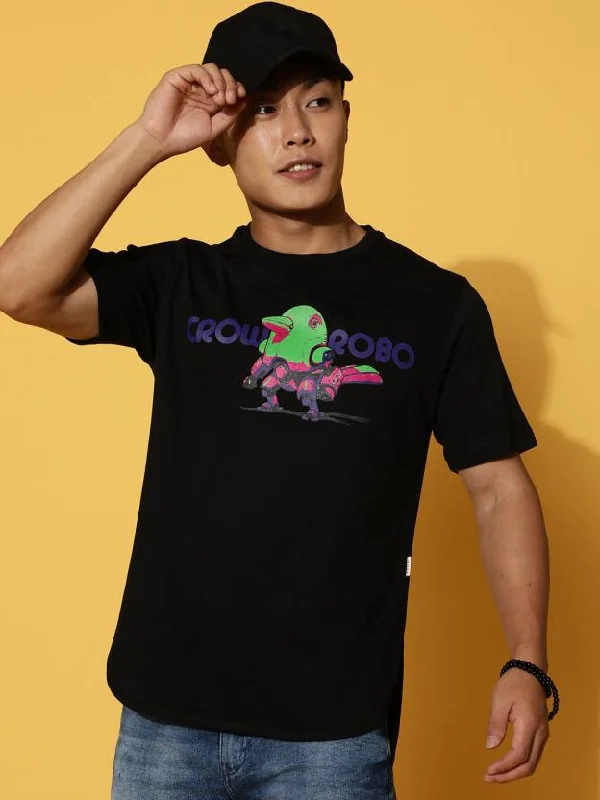 Weekend Discounts You Deserve Crow Robo Black Regular Fit Chest Graphic Printed Tshirt Weekend Discounts You Deserve Crow Robo Black Regular Fit Chest Graphic Printed Tshirt