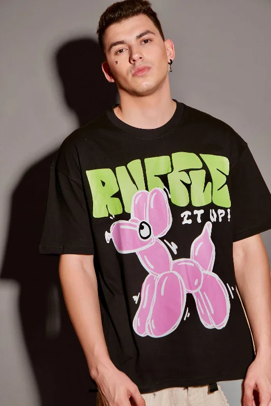 Great Deals Black Ruffle It Up Oversized T-shirt