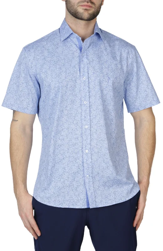 Blue Swirl Cotton Stretch Short Sleeve Shirt