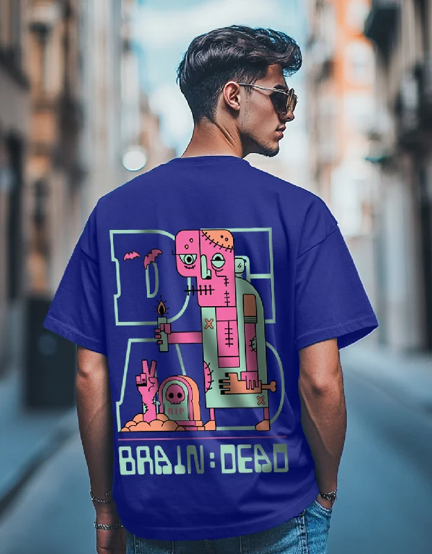 Can't Miss Braindead Royal Blue Oversized Printed T-shirt