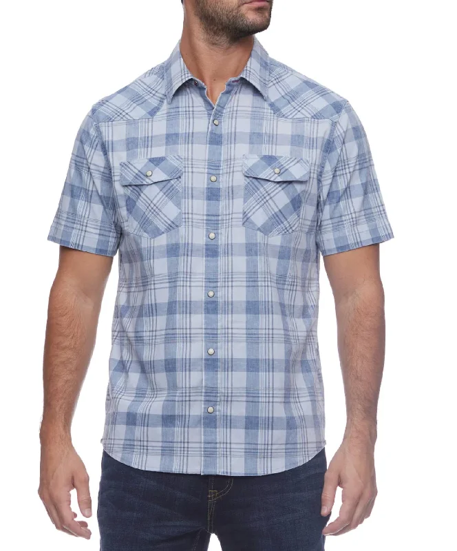 Brentwood Short Sleeve Vintage Western Shirt In Blue Combo