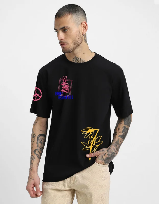 Reduced Prices BRIEF ROMANCE Black Oversized Front & Back Graphic Printed Tshirt