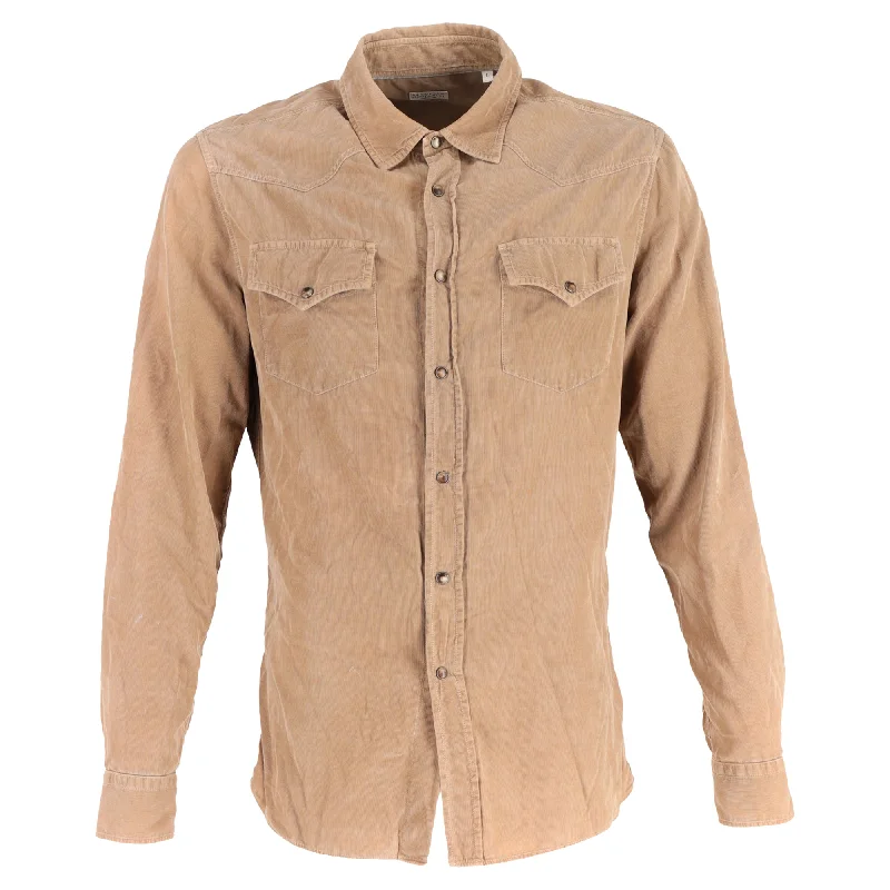Top Pick Brunello Cucinelli Western Shirt in Brown Corduroy