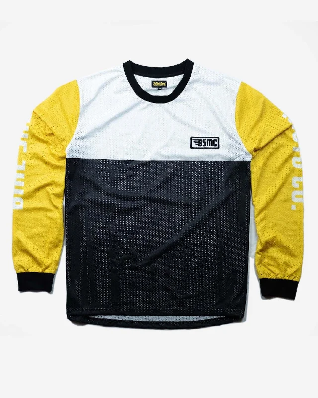 Weekend Discounts to Grab BSMC DT Race Jersey - YELLOW/WHITE/BLACK