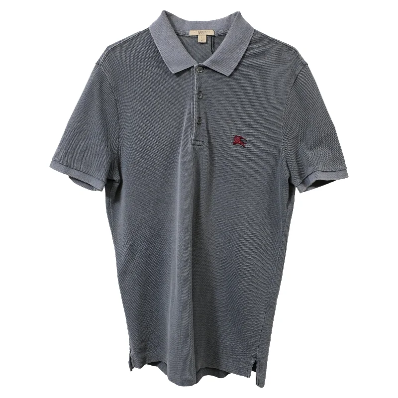 Burberry Brit Collar Short Sleeve Polo Shirt in Grey Cotton