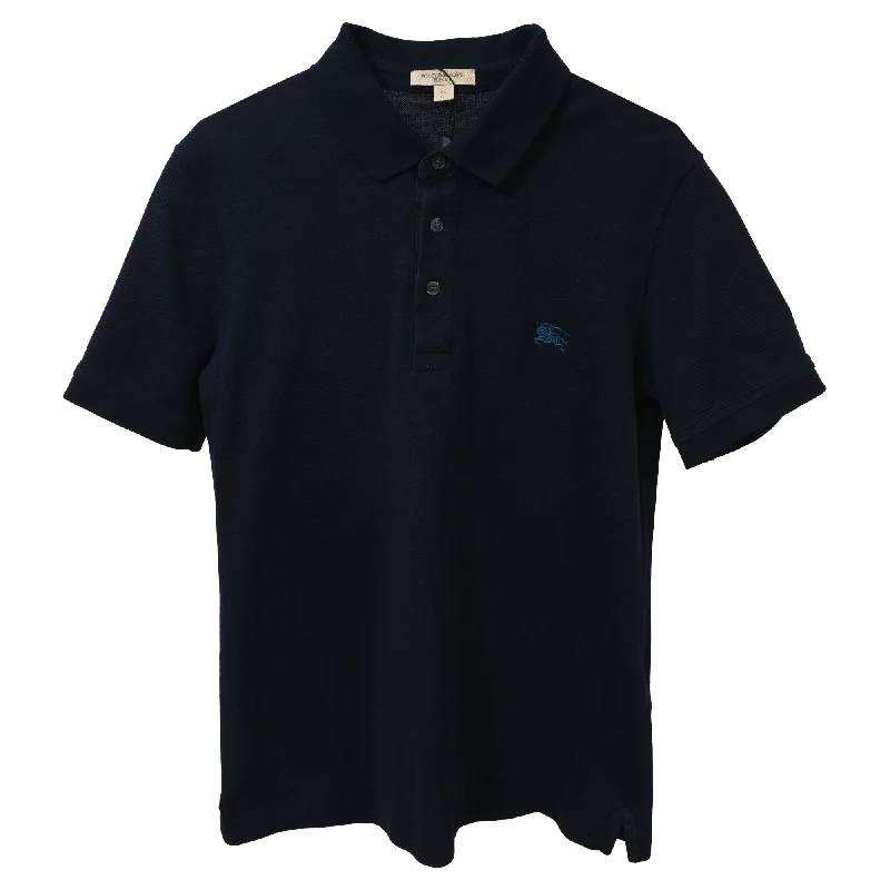 Burberry EKD Logo Polo Shirt in Navy Blue Cotton