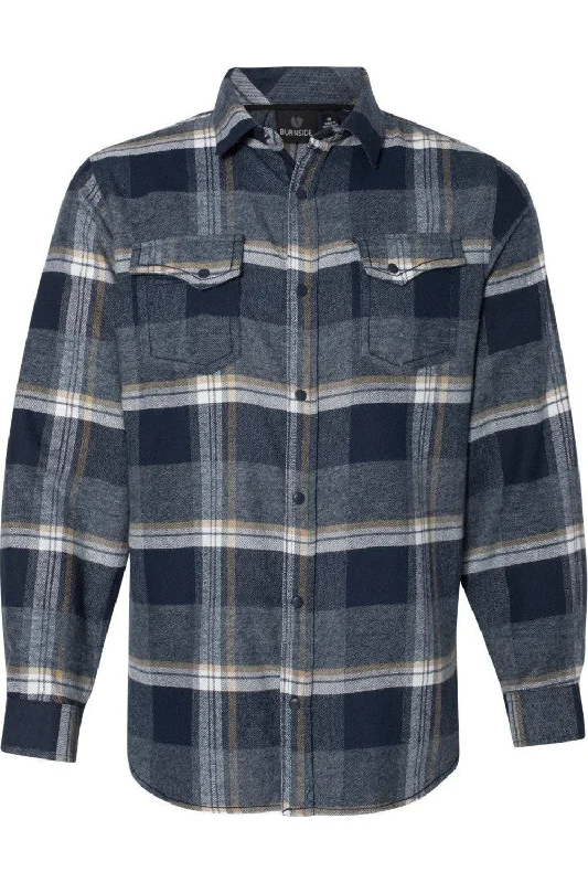 Weekend Savings Galore Burnside Snap Front Long Sleeve Plaid Flannel Shirt