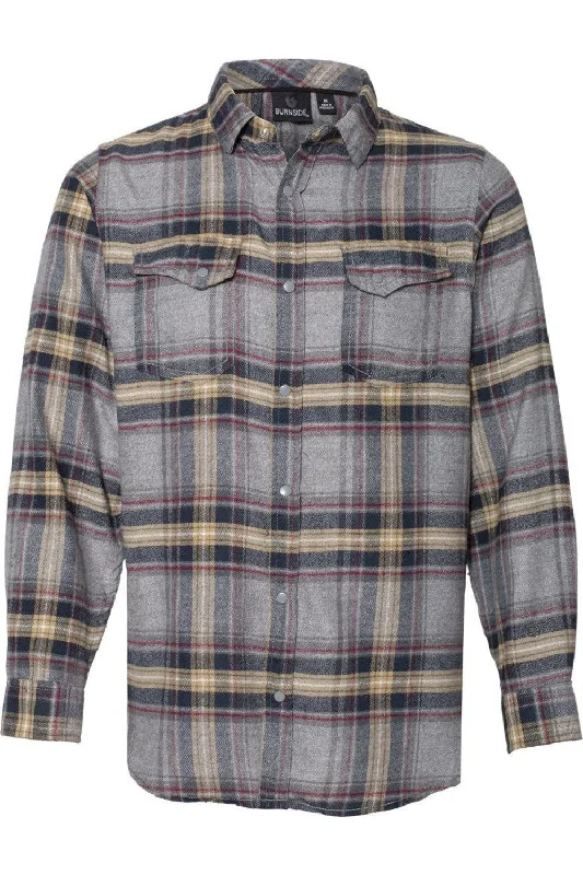 Weekend Deal Burnside Snap Front Long Sleeve Plaid Flannel Shirt