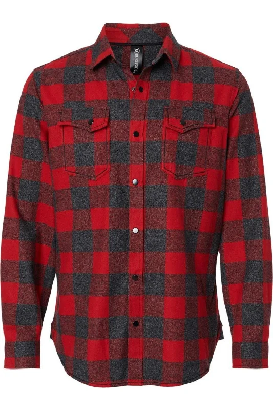 New Deal Burnside Snap Front Long Sleeve Plaid Flannel Shirt