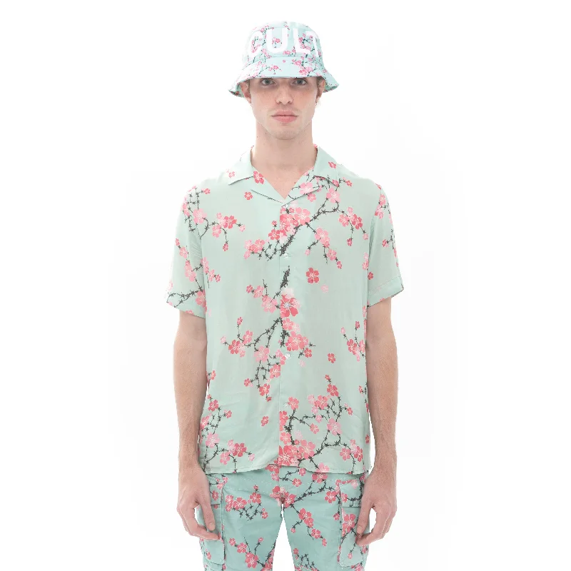 Weekend Offers That Sizzle Camp Short Sleeve Woven Shirt In Cherry Blossom