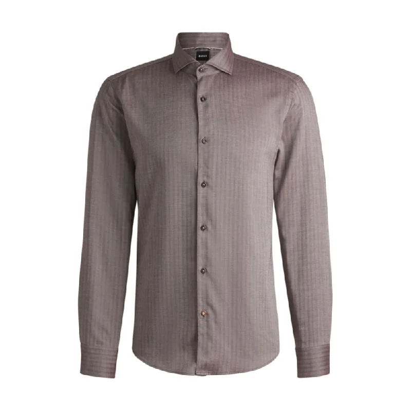 Casual-fit shirt in herringbone twill